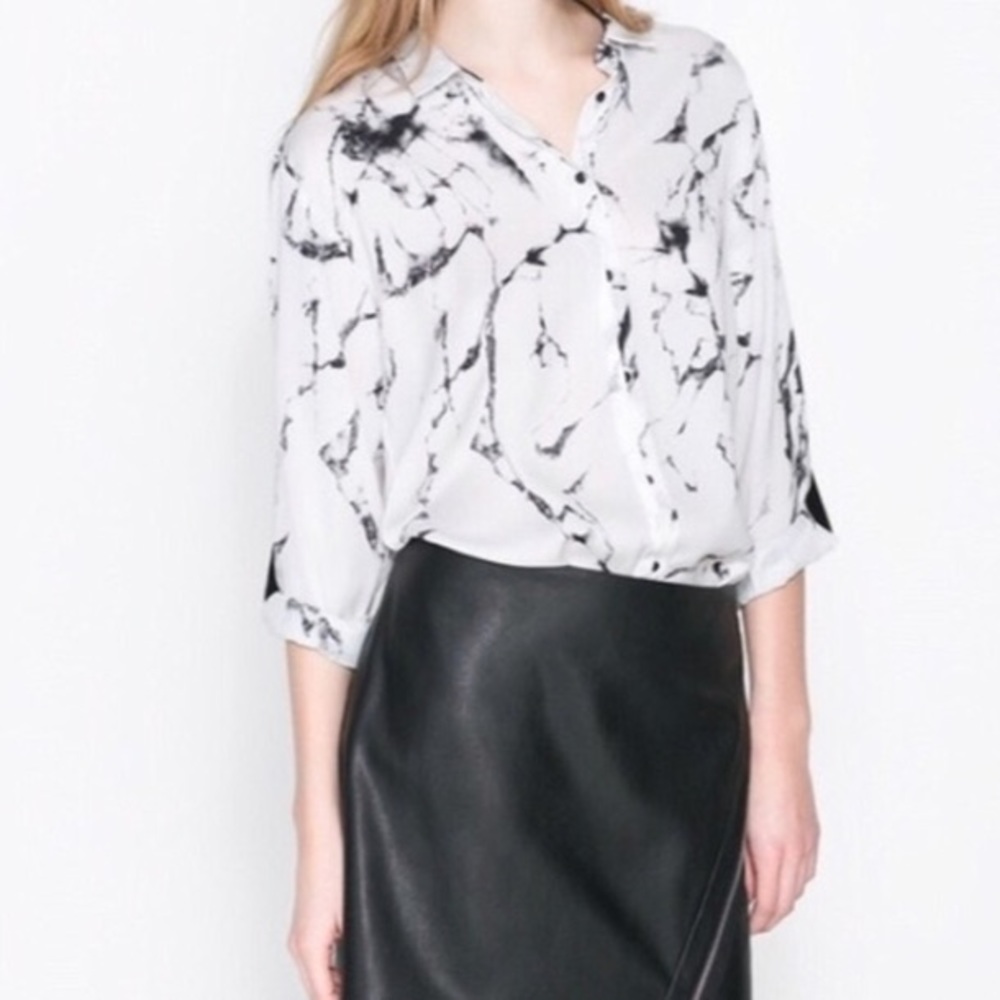 Zara Marble Print Blouse